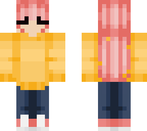 pink hair yellow sweater girl