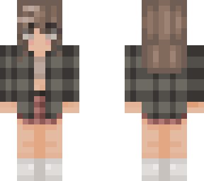 :) - brunette w/ plaid sweater