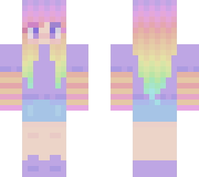 Aesthetic Pastel Rainbow Hair girl | Minecraft Skin