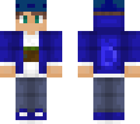 blue hoodie w/ axelotl beenie