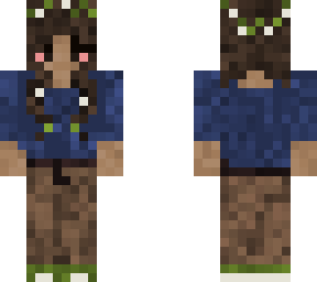 cute flower braids and blue shirt