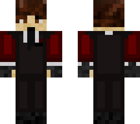 dark red suit + gloves
