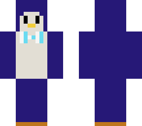 grayish penguin with white and sky blue bowtie