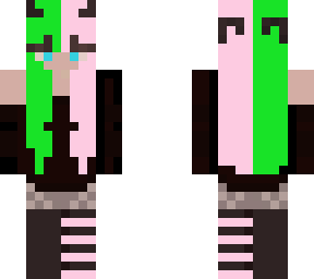 pink and neon green hair skin