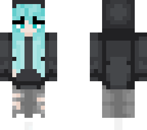 hatsune miku in black hoodie