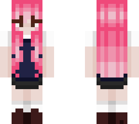 minecraft skin with long pink hair