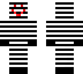 black and white with red face