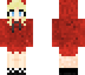 blonde haired girl with red hoodie