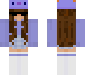 blueish purple Axolotl Girl with sunglasses | Minecraft Skin