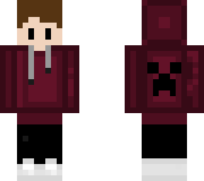 enjoy this maroon hoodie with brown hair and a creeper behind it