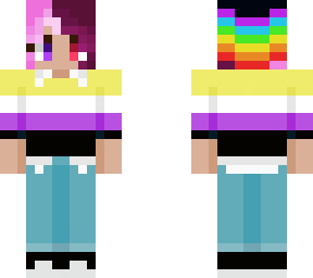 non-binary sweater and rainbow beanie