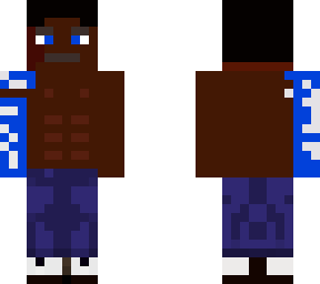 shirtless man with blue hand
