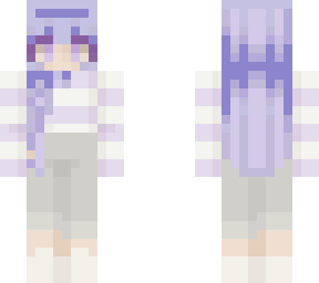 blue haired girl with purple eyes