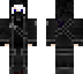 kirito with white hair and a mask