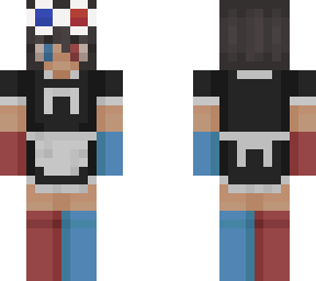 red and blue girl in maid dress