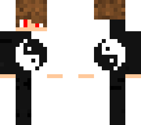 red evil yin yang black and white boy brown hair