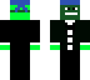 backwards green guy in suit