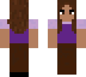 basic skin: lavender and purple top with brown flare jeans