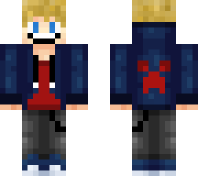 blonde boy blue and red