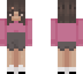 brown short haired pink sweater