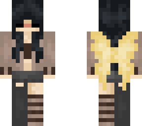 elf/fairy girl with black hair and yellow wings