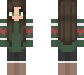 green sweater with heart sleeves