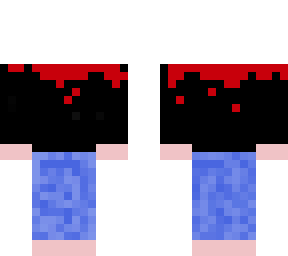 headless-man covered in blood with a black-shirt and blue jeans