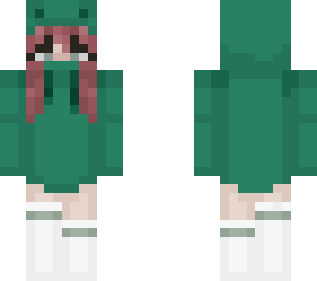 red haired girl with frog hoodie