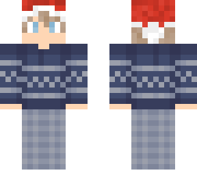 christmas pjs and santa hat