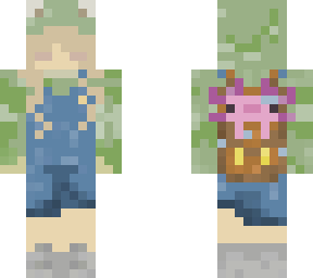 frog girl with axolotl backpack