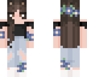 grizzlyears/blue flowers/jeans
