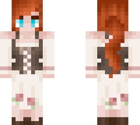 red hair ponytail and cottagecore corset outfit
