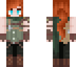 red hair ponytail and elven archer outfit