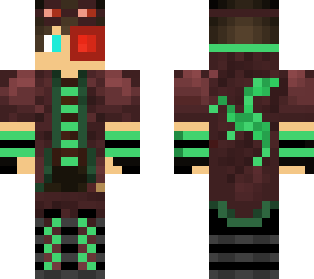 corupted steam punck guy with green and blue eyes
