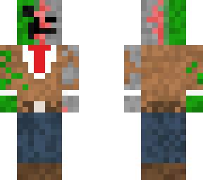 zombie skeleton in a torn suit