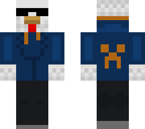 chicken with orange and blue jacket