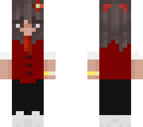 black hair red suit (girl)