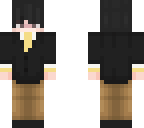 black suit with yellow tie