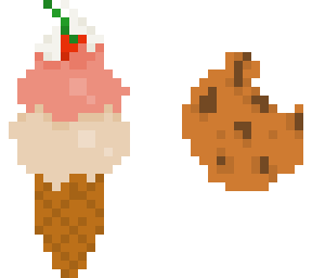 ice cream and a single cookie