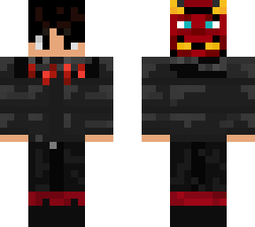 my opinion of boy in north face jacken and oni mask