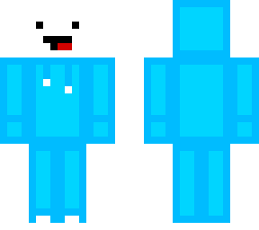 noob snow golem in a blue hoodie
