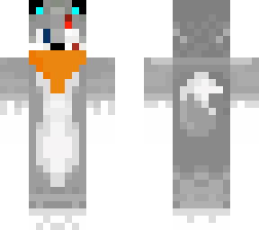 wolf wearing a orange bandanna