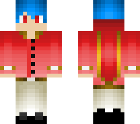 blue hair red hoodie male