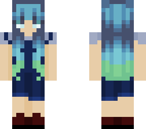 blue haired overalls