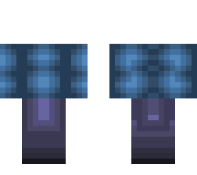 blue t-shirt with violet pants