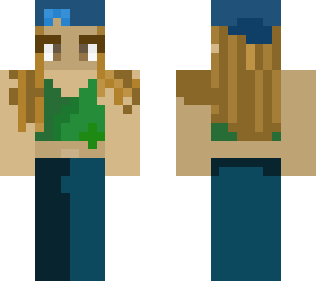 cute girl skin green crop