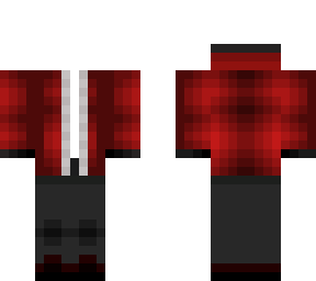red jacket black pants with red shoes
