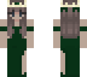 cozy girl with tall crown green dress