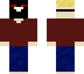 masked man red shirt