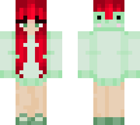 red head, froggy hat